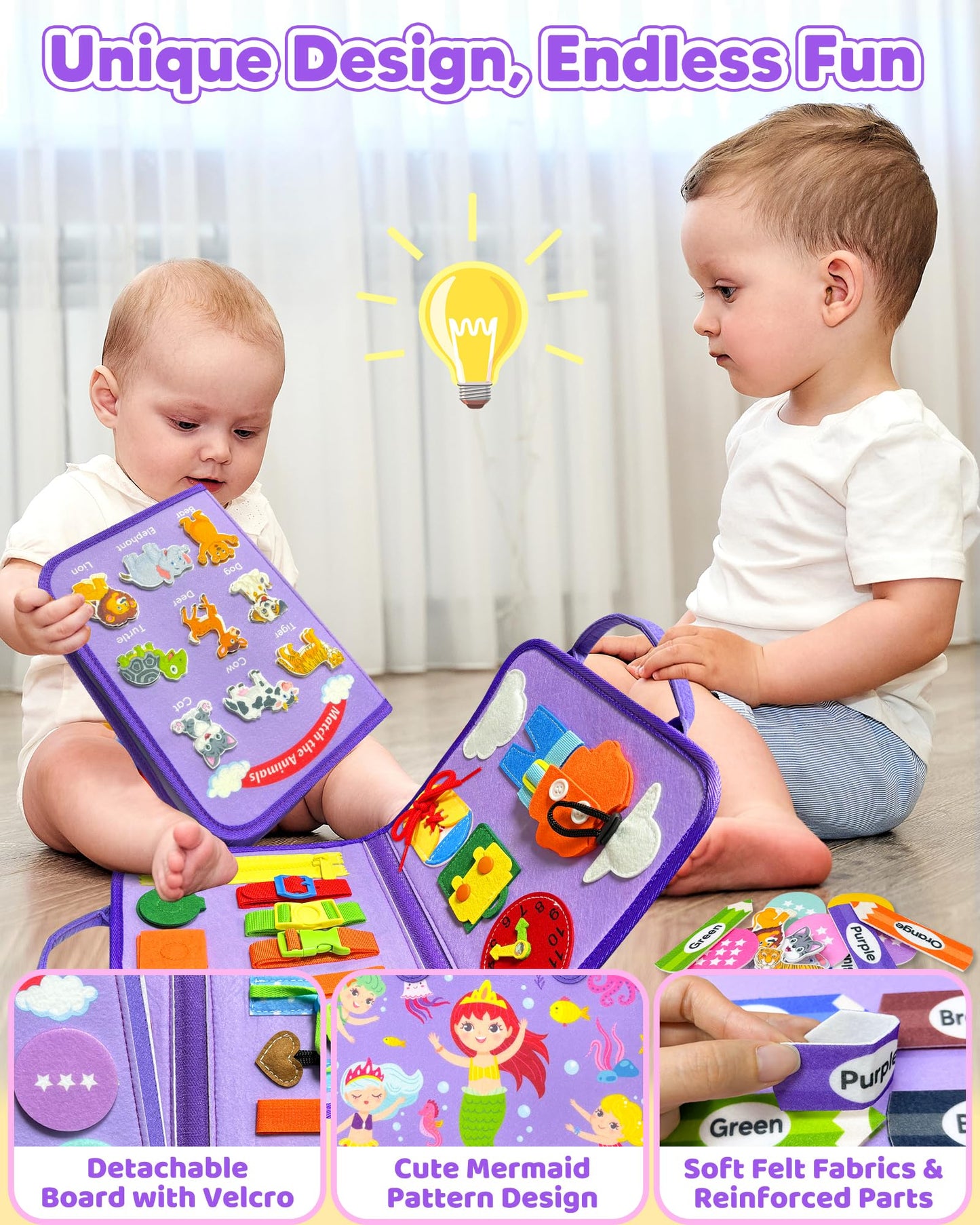 Walenty Busy Board Montessori Toys for Toddler Boy Girl Birthday Gifts, Busy Book Sensory Learning Toys for Toddlers, Educational Activities Airplane Car Travel Toy for Toddlers