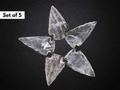Amazing Gemstone 5 Pieces Rose Quartz Arrowhead, Crystal and Healing Stone Flint Rock Arrow Head - 1 to 1.5 Arrowheads for DIY Project Craft Point Jewelry Making