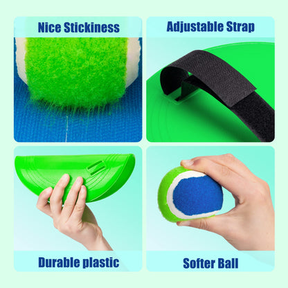 EVERICH TOY Toss and Catch Ball Game Set, Sticky Ball Paddle Catch Game for Kids, Summer Outdoor Backyard Beach Pool Yard Toy Gift for Boys Girls Ages 3-12