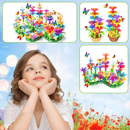 Doloowee 102Pcs Flower Garden Building Toys for Girls 3 4 5 6 7 Year Old, Upgrade DIY Building Stacking Toys, STEM Preschool Educational Toddler Toys Brain Development Kindergarten Kids Toy