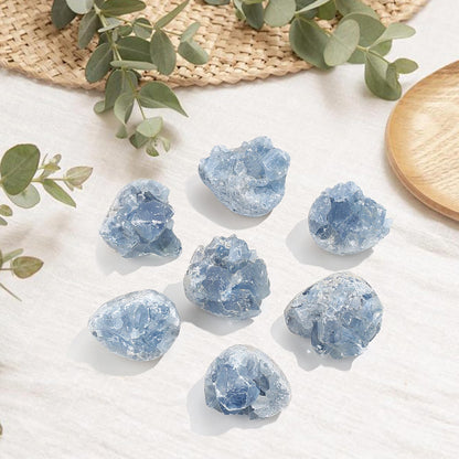 ZHIYUXI Celestite Crystals Aquamarine Stone Rocks Gems Blue Crystal Gemstones Cluster Geodes Raw Crystals Aquamarine Crystals Natural Rock Gem Stones Collection Reiki Geode Energy Balance 1pc 50-70g