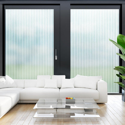 LUTE Reeded Glass Window Privacy Film, Frosted Glass Film, Removable 3D Decorative Decals Sun Blocking Anti UV Door Window Cover, No Glue Static Cling Vinyl for Bathroom Home Office, 17.5" x 78.7"