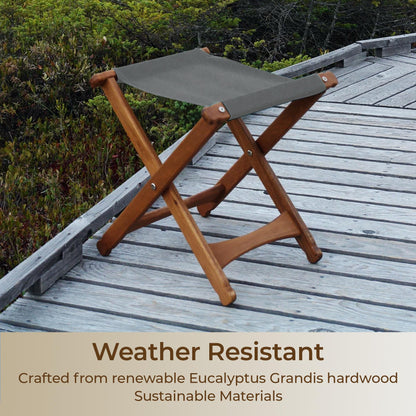 BYER OF MAINE Pangean Folding Stool – Canvas Camp & Wood Camp Stool for Portable & Outdoor Seating in Granite