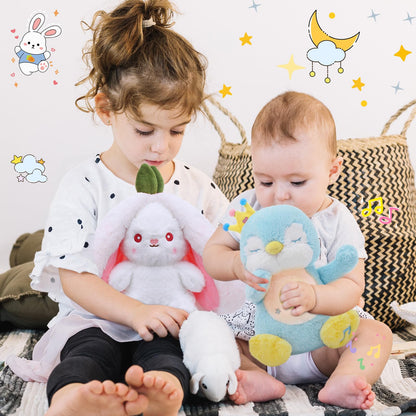 MIAODAM Breathing Stuffed Animal Penguin & Bunny Stuffed Animal Cuddle Bunny Stuffed Relief Anxiety Stuffed Perfect for Baby Toddler