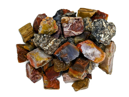 3 lbs Bulk Rough Agate, Jasper, Petrified Wood Stone Mix - 1 to 2 Inch Mixed Sizes. Natural Stones Perfect for Rock Tumbling, Wire Wrapping, Fountain, Decoration, Lapidary or Energy Stones