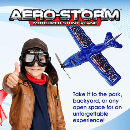 Aero Storm Kids Airplane Toy, Air Powered Flying Airplanes for Kids, Aerobatic Stunt Toy Airplane to Perform Corkscrews and Back Turns
