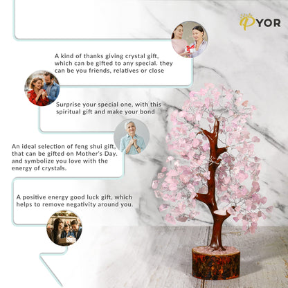 PYOR Rose Quartz Tree, Pink Office Decor, Money Tree, Rose Quartz Crystals, Pink Office Accessories, Gemstones, Feng Shui Decor, Spiritual Gifts for Women, Healing Crystals and Gems