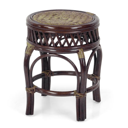 Ginger Handmade Rattan Wicker Stool Fully Assembled Dark Brown