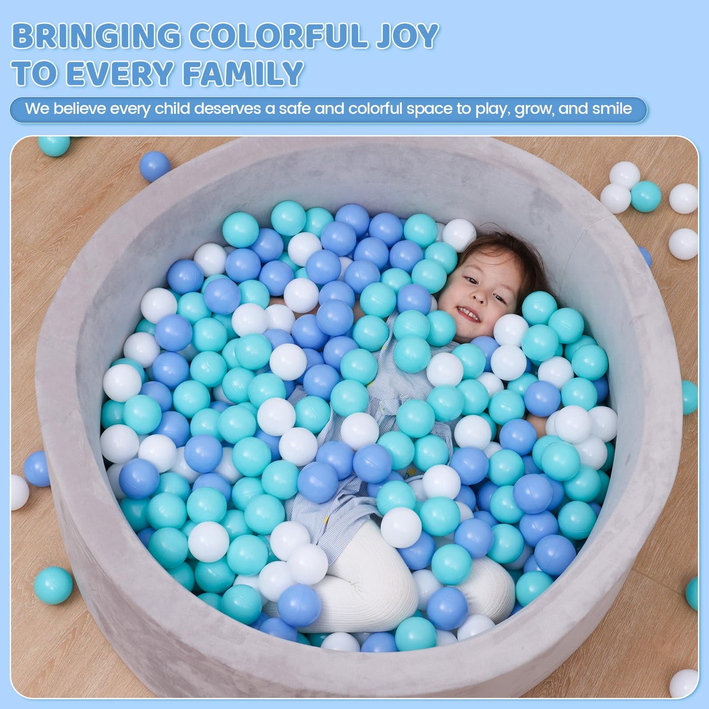 MoonxHome Ball Pit Balls for Toddlers, BPA Free Crush Proof Plastic Toy Balls for Ball Pit, Children's Pool Water Toys, Ideal Gift for Christmas Balls for Play Tent 2.15" Pack of 500 White&Green&Blue