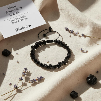 Woven Adjustable Irregular Beaded Tourmaline Bracelet For Women Men-Black Obsidian Chakra Bracelets Healing Crystals Relieve Anxiety Bracelets for Valentines Day Mother's Day Christmas Birthday Gifts