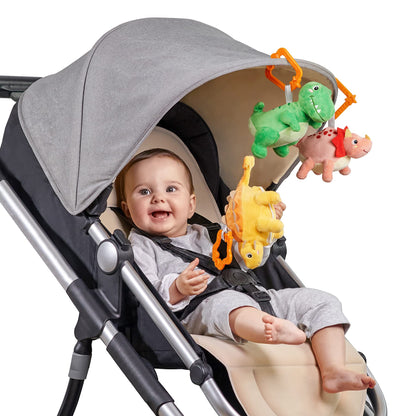 TUMAMA Stuffed Toys,Hanging Reversible Dinosaur & Egg Plushies Set for Easter Decoration Baby Gym Carseat Crib,Soft Plush Animal Toy for Kids Toddlers Boys Girls,3PCS