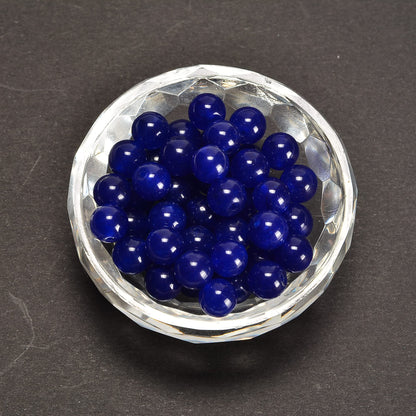 jodaying 10mm Sapphire Blue Dyed Jade Smooth Round Natural Gematone Loose Beads for Jewelry Making DIY Findings 1 Strand 15"