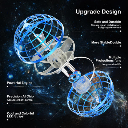 Fesbt Flying Orb Ball 2025 Boomerang Hover Ball Galatic Fidget Spinner Mini Drone Cool Toys Birthday Gift Ideas for 6 7 8 9 10+ Year Old Boys Girls Teens Indoor Outdoor(Blue) (Blue)