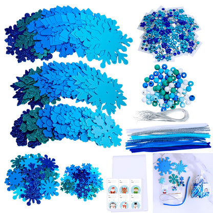 Winlyn 24 Sets Christmas Craft Kits Winter Crafts DIY 3D Snowflake Tree Ornaments Decorations Art Sets Foam Snowflake Christmas Arts and Crafts for Kids Holiday Classroom Art Activities Party Favors