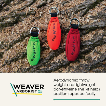 Weaver Arborist Throw Line and Weighted Throw Bag Kit, 150 ft Polyethylene Tree Climbing Rope 16 oz Throw Weight Set, Handcrafted Arborist Equipment