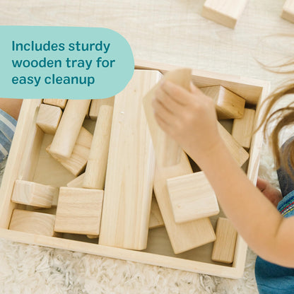 Melissa & Doug Standard Unit Solid-Wood Building Blocks with Wooden Storage Tray, 60-Piece Hardwood Sorting & Stacking Toys for Building & Balancing, Preschool Learning Toys for Kids Ages 3+