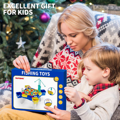 WATUDOU Magnetic Fishing Game for Kids Toddlers 3-5, 70 pcs Fishing Toys for Kids Toddlers 3-5, Fishing Table Toys Board Game Birthday Gifts for 3 4 5 6 7 8 Years Old Toddler Kid