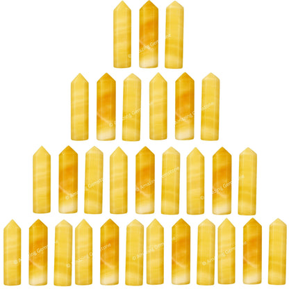 Amazing Gemstone Yellow Calcite Crystal Points Bulk Healing Crystals & Stones - Pack of 3 Single Terminated Healing Wand Point Bulk Crystals for Crafts, Crystal Grid, DIY Work - Premium Crystals