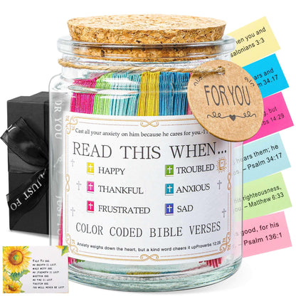 Bible Verse Jar, Read Me When Bible Verses Jar For Daily Encouragement, Inspirational Prayer & Reflection,Graduation Gift for Her,Gifts for Mom from Daughter Son, Christian Gifts for Women