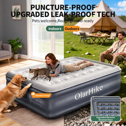 OlarHike Air Mattress Queen with Built in Pump, Inflatable Mattress Blow up Mattress, 18" Colchones Inflables Foldable Air Bed for Guest & Home, Ideal for Camping, 700lbs,Gift for mom