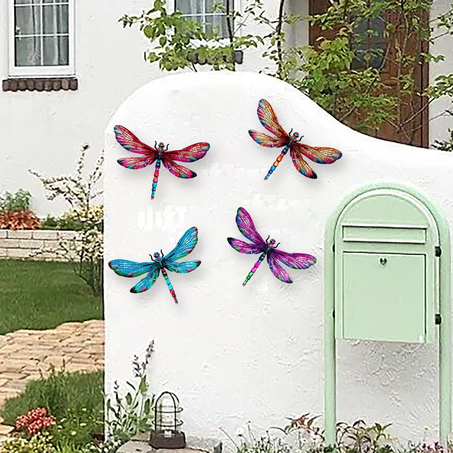 SUNREEK Metal Dragonfly Wall Decor, 9 Inches Dragonfly Outdoor Wall Art for Fence Garden Yard Patio Decorations