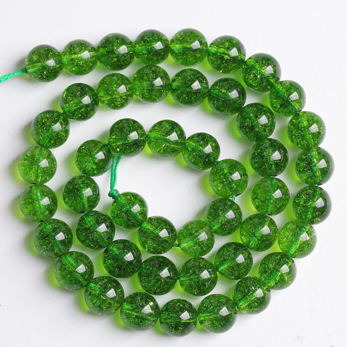 Natural Green Crystal Stone Beads for Jewelry Making DIY Bracelet Necklace Jewelry Making 1 Strand 15.5inch 35PCS 10MM