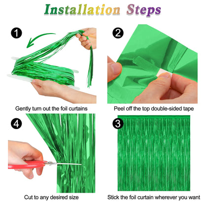 2 Pack Tinsel Backdrop, 3.28 FTx7.05 FT Green St Patricks Day Party Decorations, Metallic Backdrop Curtains Tinsel Curtains Streamer Backdrop, Party Supplies Wall Decor for St. Patricks Party Birthday