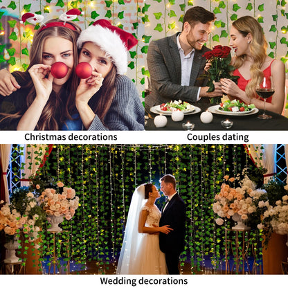Freyalife Fake Vines for Room Decor(12 Pack 84 FT),with CE Certified 80 LED String Lights,Artificial Plant Ivy for Aesthetic Home Bedroom Wall Wedding Party Office Patio Indoor, Outdoor Garden Décor