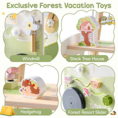 ROBOTIME Wooden Baby Walker, Baby Push Walker, Ajustable Speed Multi-Functional Baby Walker with Wheels for Babies Learning to Walk, Sit-to-Stand (Green)