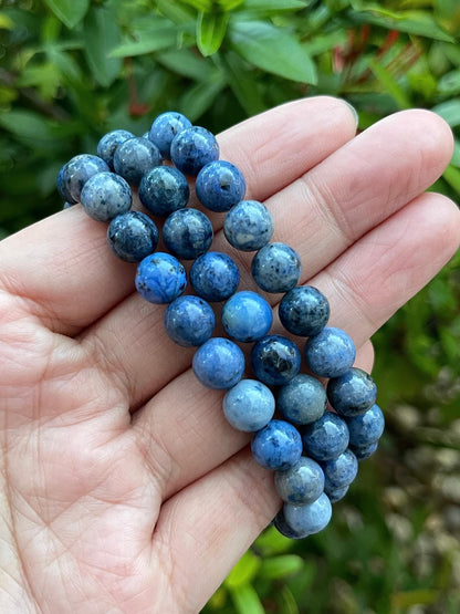 GAF TREASURES Dumortierite Crystal Bead Bracelet 8mm, Genuine Dumortierite Stretch Gemstone Bracelet, Healing Crystal Bracelet, Gift for Men & Women (1)