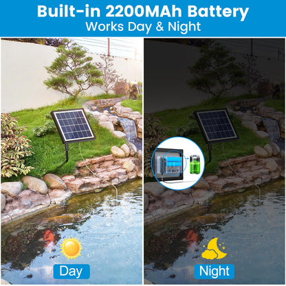 NFESOLAR 3W Solar Pond Aerator with 2200mAh Battery Backup, All-in-One Solar Air Pump, 24/7 Continuous Oxygenation, Quiet Operation, 3 Modes Bubbler, Portable for Small Ponds, Fish Tanks & Hydroponics