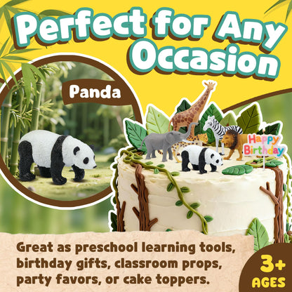 Beetots Safari Animal Figurines Set for Kids, 10 Piece Realistic Wild Zoo Animals Collection with Elephant, Lion, Tiger, Giraffe, Educational Toys for Toddlers Boys Girls