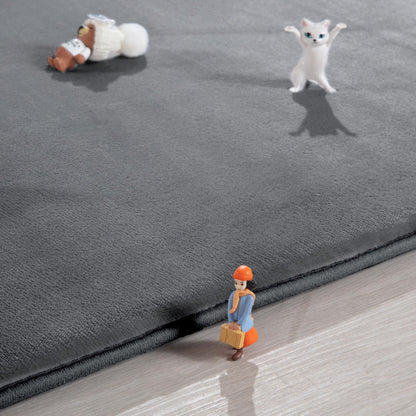 BALAPET Thick Memory Foam 74x50 Play Mat for Playpen, Super Soft Velvet Portable Baby Playpen Mat for Kids Toddler Crawling and Play, Non-Slip Bottom Playmat, Dark Grey