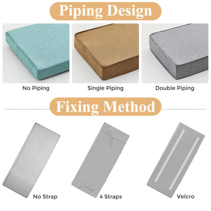 Waterproof Custom Size Bench Cushions for Indoor Outdoor Furniture, Bay Window Seat Cushions Indoor, Custom Cushions for Breakfast/Reading Bench Nook/Dining Entryway Mudroom Bench, Anti-Slip/Scratch