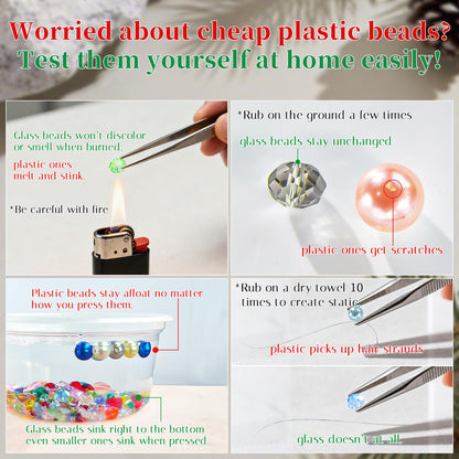 Laopottbeads 1500 Pcs Crystal Glass Beads for Jewelry Making – 12 Styles Bicone, Rondelle, Cube, Teardrop & 3mm Spacer Beads, DIY Bracelet Necklace Earring Craft Kit with Organizer Box(AB Color)