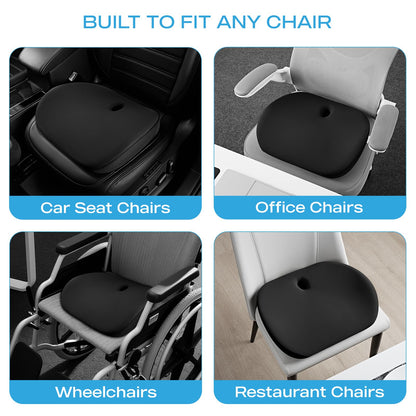 Road Comforts Premium Memory Foam Seat Cushion – Office Chair Cushion, Car Seat Cushion – Chair Cushions for Back & Sciatica Pain Relief – Seat Cushions for Office & Desk (Black)