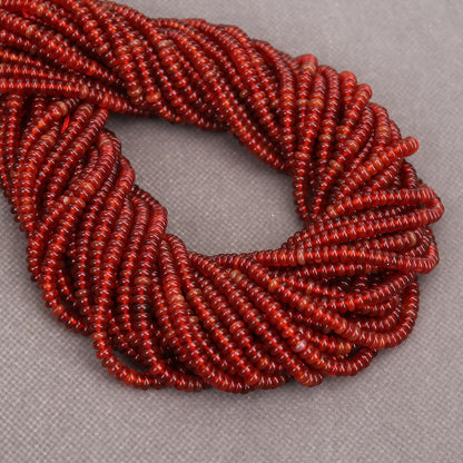 BONNY BOXX 1 Strand (150PCs) Natural 2 * 4mm Carnelian Rondelle Beads, Natural Abacus Disk Stone Beads Loose Spacer Gemstone for DIY Bracelet Necklace Jewelry Making