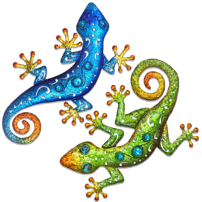 wotieuns Metal Gecko Wall Decor Lizard Wall Sculpture Garden Art Hanging Indoor Outdoor Suitable for Patio Porch Fence Living Room Patio Decor.