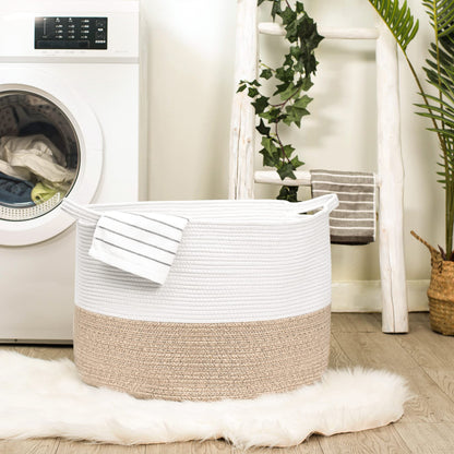 R RUNKA Extra Large Cotton Rope Basket 22" x 14" - Toy Basket for Kids -Blanket Basket for Living Room - Woven Baskets for Storage