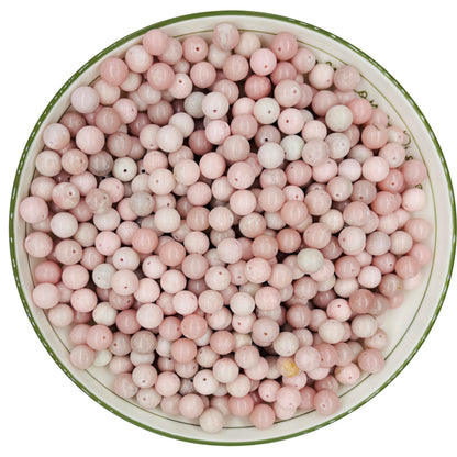 WHNKFB 8mm 50PCS Natural Undyed Pink Opal Beads, Rose Quartz-Like Gemstone Loose Beads for Love Energy Jewelry Making, DIY Craft Bulk Supplies with Elastic Cord