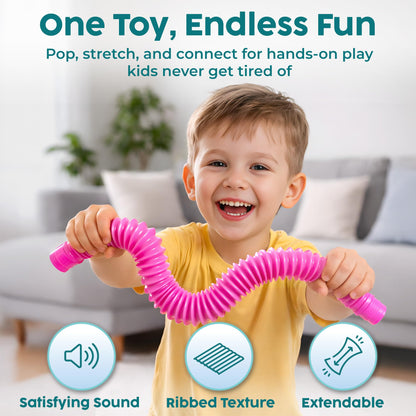 BUNMO Pop Tubes - Sensory Toys - Fidget Toys - Imaginative Play & Stimulating Creative Learning - Hours of Fun for Kids - Tons of Ways to Play - Non-Mouthable Toy 3+ - 8 Pack Large