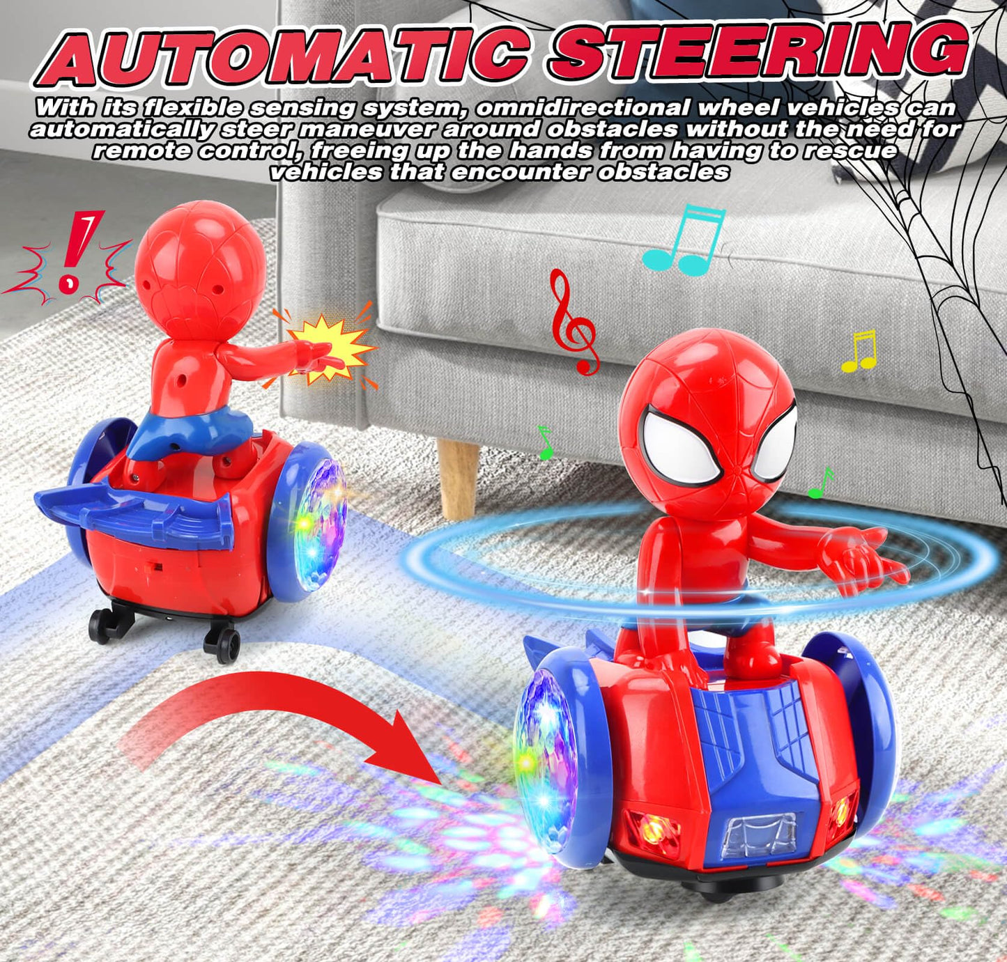 YOTOY Dancing Robot Spider Toys for Kids, Lights & Music, Automatic Steering, 360 Degree Flexible Rotation, Toy Cars for Toddlers, Birthday Gift for Ages 3 4 5 6 7 8 Years Old Boys