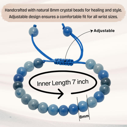 Amazing Gemstone Blue Aventurine Bracelet for Women Men's Gifts - Protection Healing Crystal Bracelet - 8mm Gemstone Beaded Adjustable Bracelet Pulseras Para Hombres Mujer Stocking Stuffers