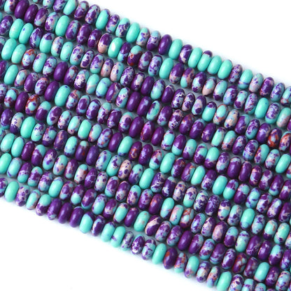 2x4MM 150PCS Galaxy Sea Sediment Impression Jade Tube Abacus Rondelle Disk Spacer Loose Beads for Jewelry Making