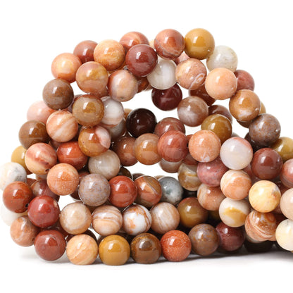 CHEAVIAN 35PCS 10mm Natural Petrified Wood Jade Round Loose Beads for Jewelry Making DIY Bracelet Necklace Materials 1 Strand 15"