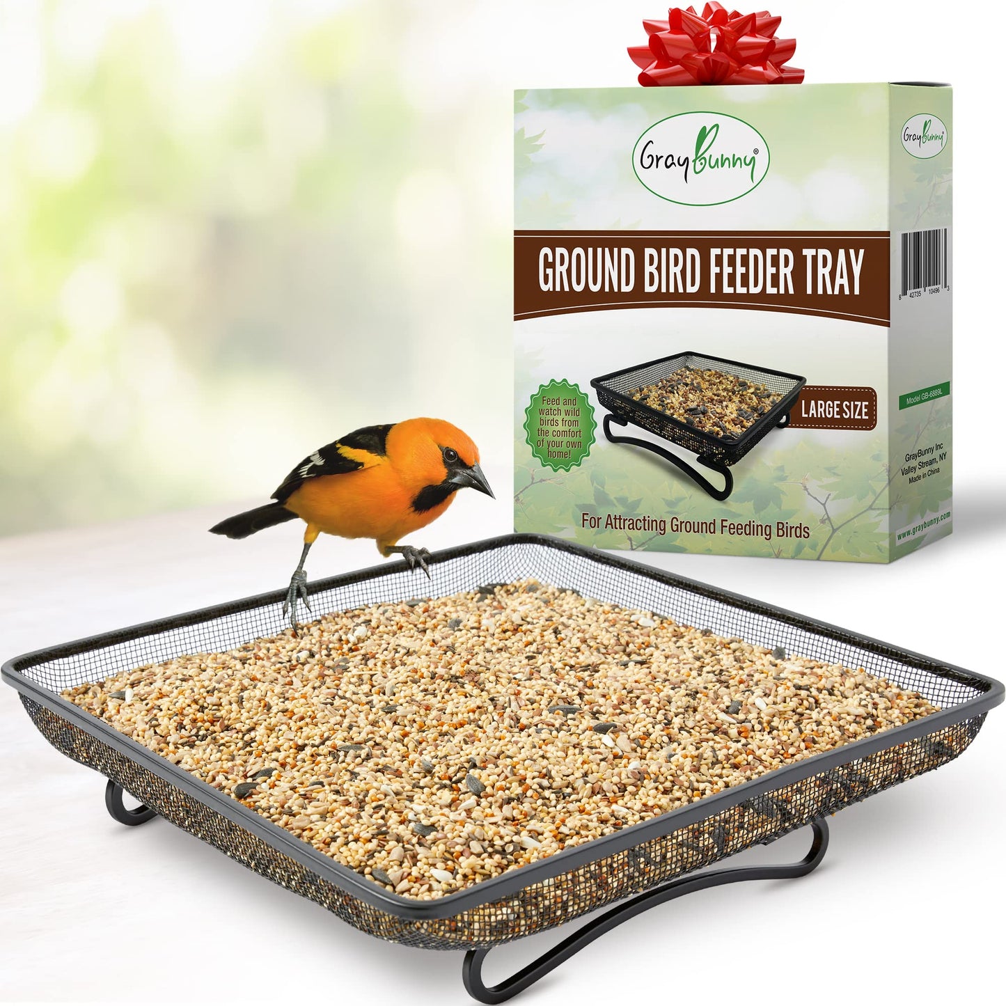 Squirrel Proof Bird Feeder for Outdoors Hanging (Metal Green) | 4 Ports, Chew-Proof & Weather Resistant Backyard Bird Feeder Gift, Garden Yard Decoration (10.25 x 6.25 x 6.25 in)