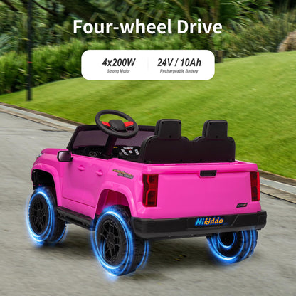 Hikiddo 24V 2 Seater Ride on Toy for Big Kids, Electric SUV Kids Car to Drive with Parent Remote, 2WD/4WD Switchable - Pink