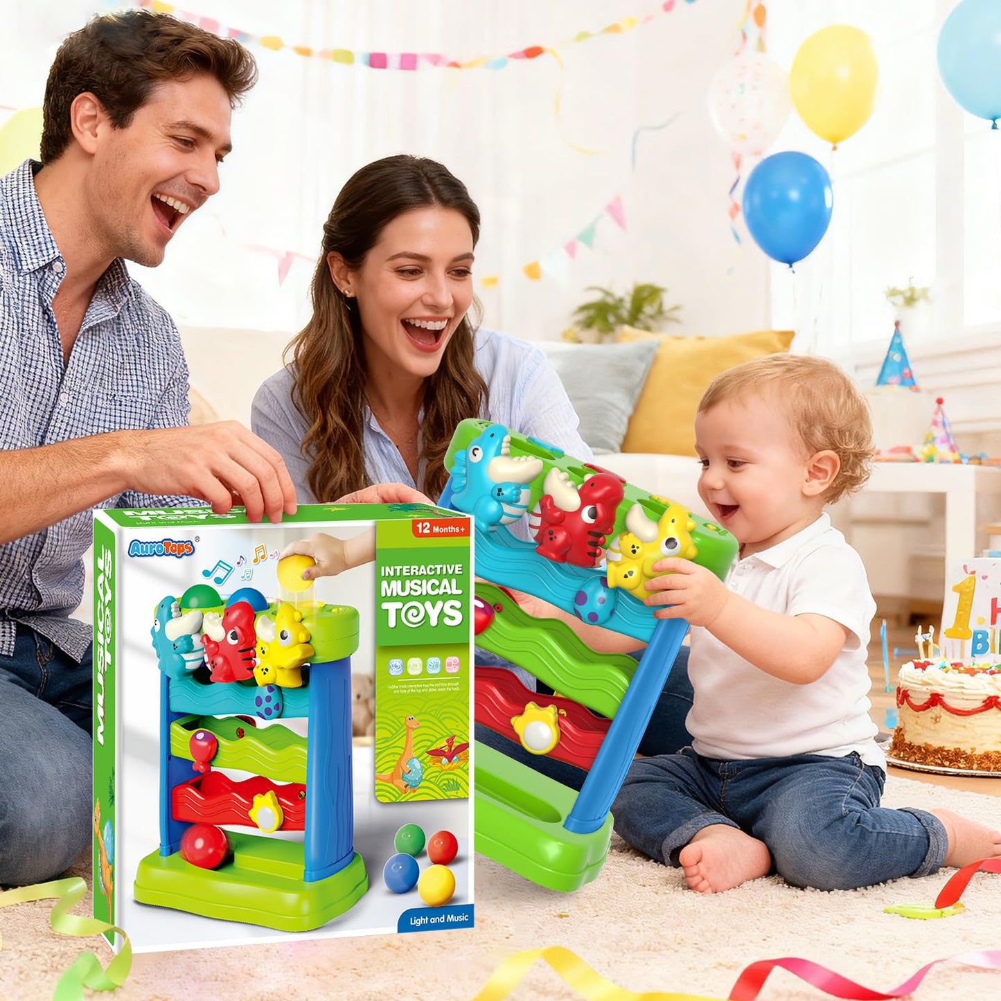 AuroTops Toys for Toddlers 1 2 3 Years Old Boys & Girls Musical Toy for Kids 12-18 Months Interactive Montessori Toys with Light & Sound,Christmas Birthday Gifts