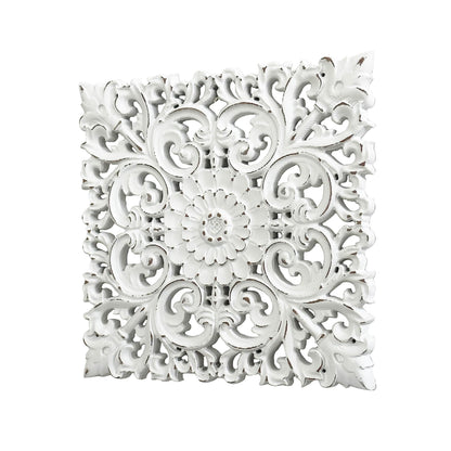 Musanpou Unique Hand Carved Wooden Wall Panels with Hanging Floral Decorations - Rustic Farmhouse Living Room and Bedroom Wall Decoration