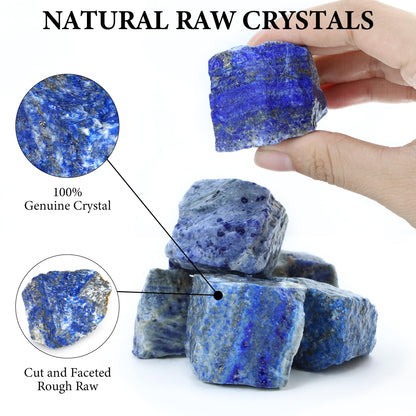 QINJIEJIE Lapis Lazuli 2PCS Natural Rough Crystal 1.8-2.2'' Rocks Bulk Large Healing Crystal Rocks Stones for Tumbling Cabbing Polishing Fountain Rocks DIY Decoration Gifts